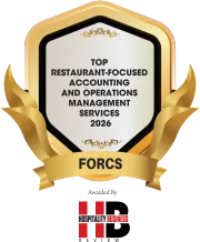 Top Restaurant-Focused Accounting and Operations Management Services 2026, awarded to FORCS by Hospitality Business Review